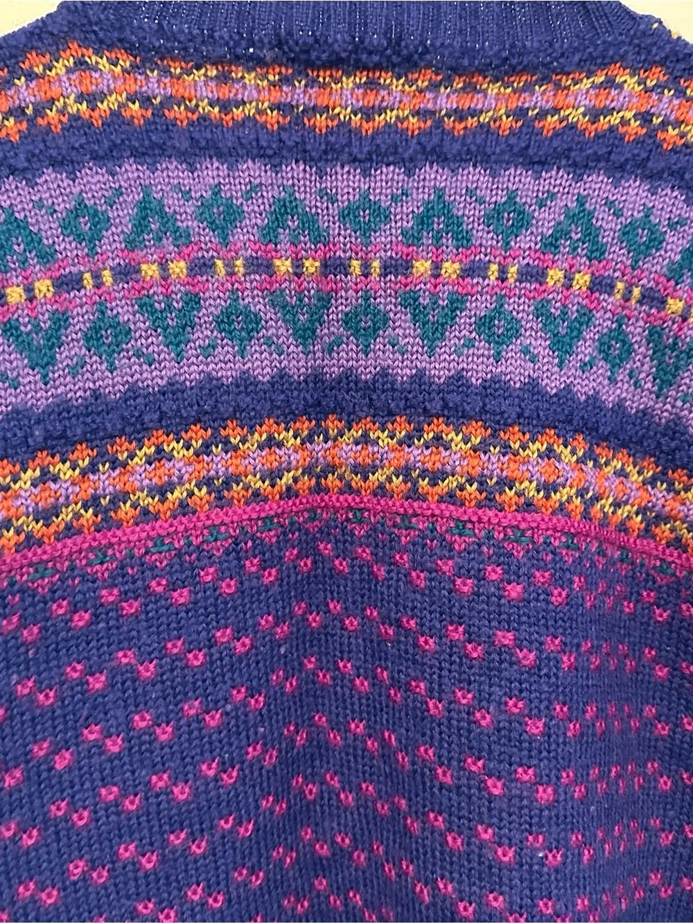 Vintage 90’s Nomadic Traders 100% Wool Purple Fair Isle Crewneck Sweater Small